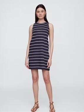 GAP Sleeveless Navy and White Striped Shift Dress- L
